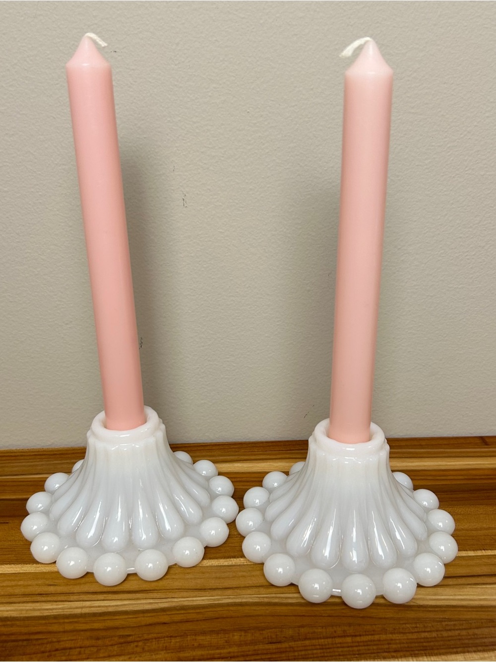 Vintage Anchor Hocking Milk Glass Candle Holders